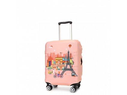 Elastický obal na kufr France S - růžový
