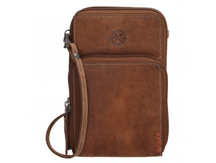 Hide & Stitches Idaho kožená crossbody taška na mobil - hnědá