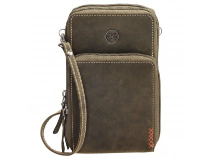 Hide & Stitches Idaho kožená crossbody taška na mobil - olivová