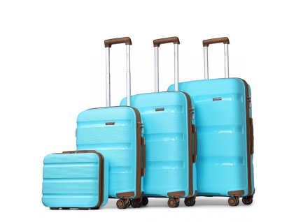 KONO Set 4 kufrů z polypropylenu - 15L, 44L, 77L, 111L - modro hnědý