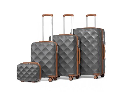 KONO ultralehký skořepinový kufr - ABS/polykarbonát - 4 kusová sada- šedá -10/34/57/91