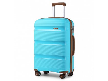 Cestovní kufr na kolečkách KONO Classic Collection - modro hnědý - 77L - polypropylén