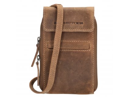 Hide & Stitches Idaho dámská kožená crossbody taška na mobil  - hnědá