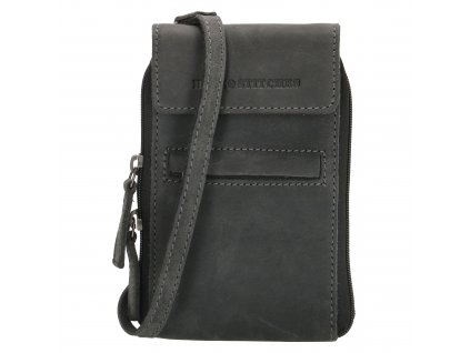 Hide & Stitches Idaho dámská kožená crossbody taška na mobil  - černá
