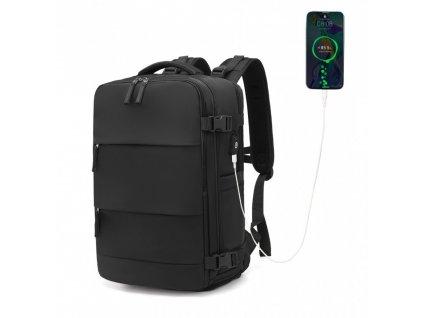 Kono multifunkční batoh s USB portem - černý - 25L