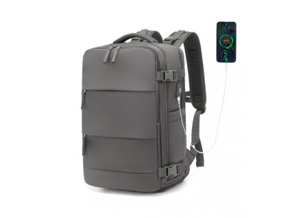 Kono multifunkční batoh s USB portem - šedý - 25L