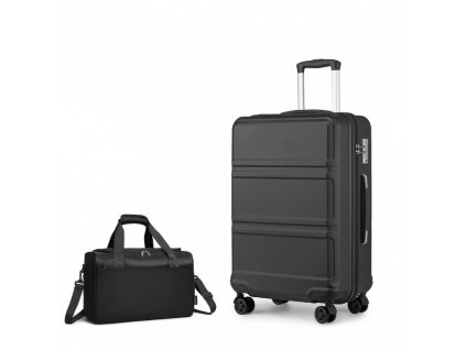 KONO Sada 2 zavazadel -  ABS kufr 66L s cestovní taškou 20L - černá