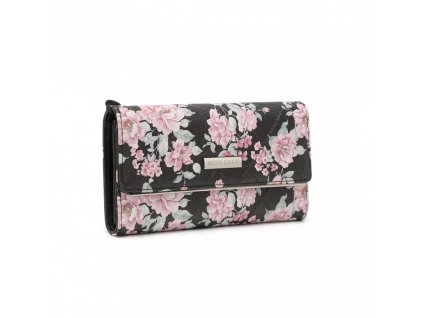 Miss Lulu dámská peněženka s potiskem květin - černá