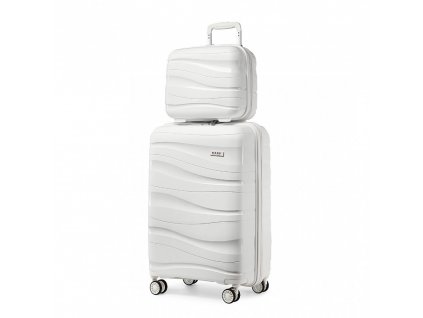 KONO Cestovní sada kabinového kufru a toaletního pouzdra - bílá - 39L/11L