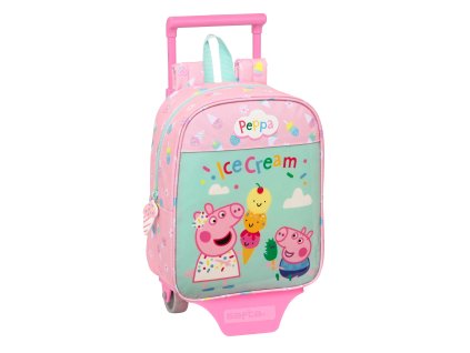 Safta dětský batoh na kolečkách Peppa Pig "Ice Cream" - 6L - růžový