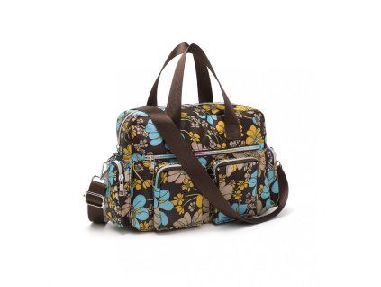 Kono crossbody taška Multipocket Flower - hnedá