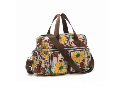 Kono crossbody taška Multipocket Flower - khaki