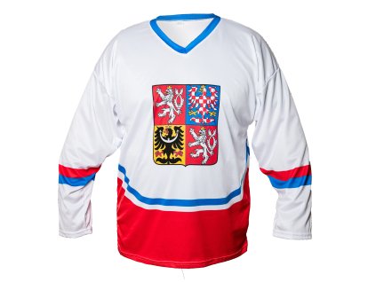 Hokejový dres Česká republika - bílý s modrým límečkem (replika)