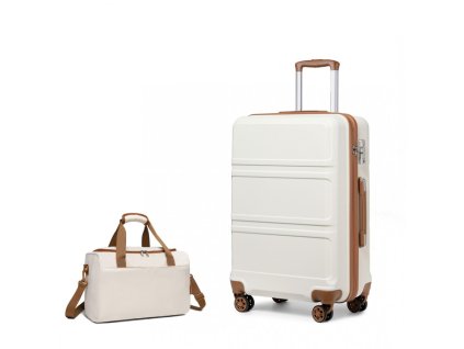 KONO Sada 2 zavazadel - ABS kufr 66L s cestovní taškou 20L - béžovo-hnědá