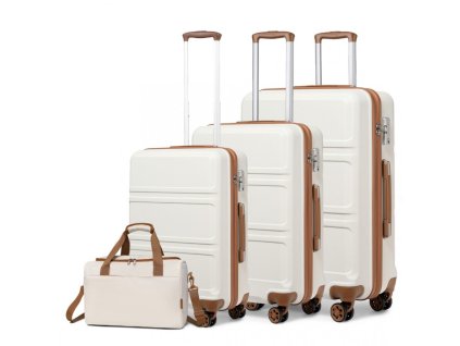 Kono sada 3 kufrů s horizontálním designem a cestovní tašky - béžovo-hnědá - 20L/44L/66L/96L