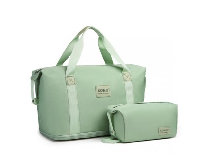 KONO set variabilní cestovní taška a kosmetická taštička - zelená - 26L