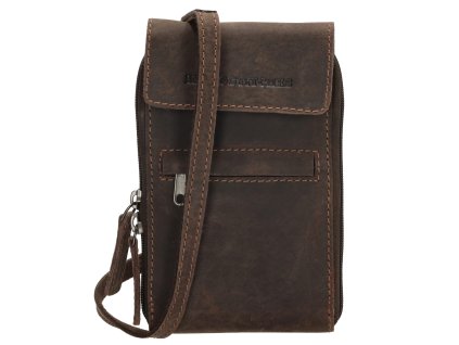 Hide & Stitches Idaho dámská kožená crossbody taška na mobil  - tmavě hnědá