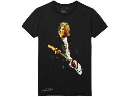 Kurt Cobain Unisex tričko - Guitar Photo Colour - černá