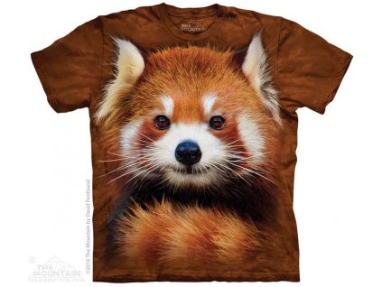 Pánské batikované triko The Mountain - Red Panda Portrait - hnědé