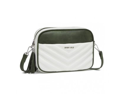 Dámská crossbody kabelka Miss Lulu V-STICH - bílo/zelená