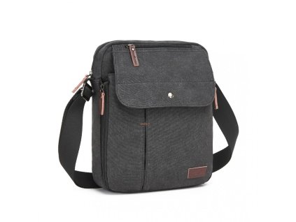 Crossbody plátěná taška KONO - černá - 27 cm