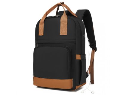 Moderní batoh na notebook 15,6" Kono Casual - černo-hnědý