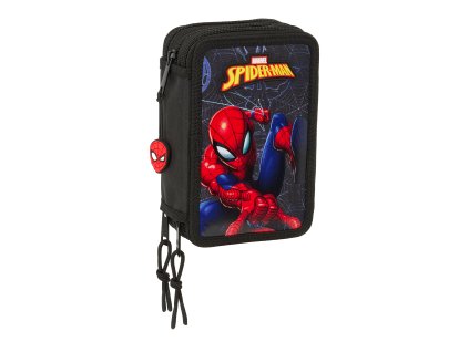 Tříkomorový školní penál s vybavením Spiderman Attack Safta