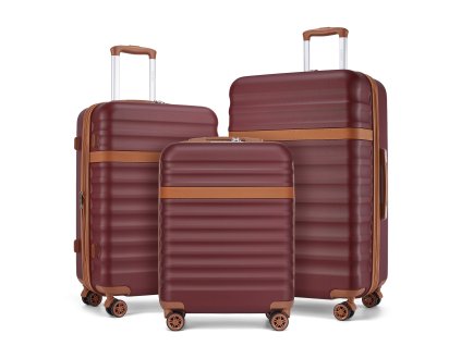 Sada 3 cestovních ABS+PC kufrů Kono 33L/57L/87L - burgundy
