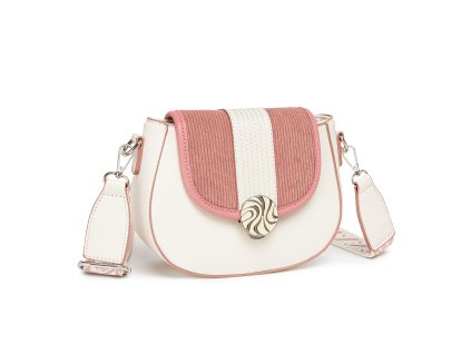 Dámská crossbody kabelka s manšestrovou klopou Miss Lulu - růžová a béžová