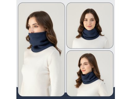 Pletený nákrčník s fleecovou podšívkou Kono - navy