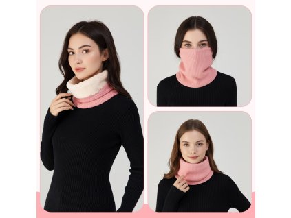 Pletený nákrčník s fleecovou podšívkou Kono - růžový