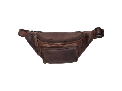 Hide & Stitches Japura unisex kožená ledvinka - tmavě hnědá