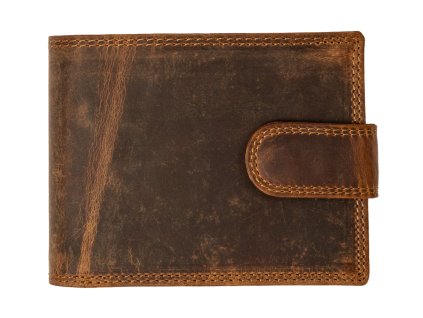 Kožená pánská peněženka s přezkou - hnědá