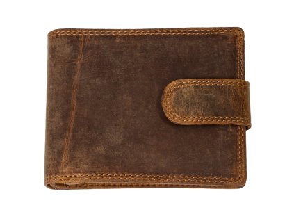 Kožená pánská kapesní peněženka s přezkou - hnědá