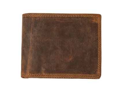 Kožená pánská tenká peněženka bez zapínání - hnědá