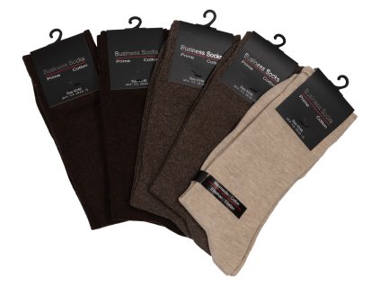Pánské bavlněné business ponožky 5 párů - odstíny hnědé
