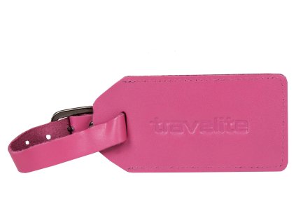 Kožená jmenovka na zavazadlo Travelite II - růžová