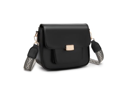 Dámská crossbody kabelka s tkaným popruhem Miss Lulu - černá