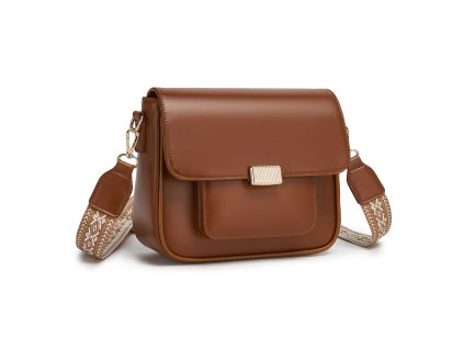 Dámská crossbody kabelka s tkaným popruhem Miss Lulu - hnědá