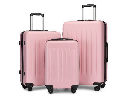 Sada tří cestovních ABS+PC kufrů Kono - růžová - 33/58/89 L
