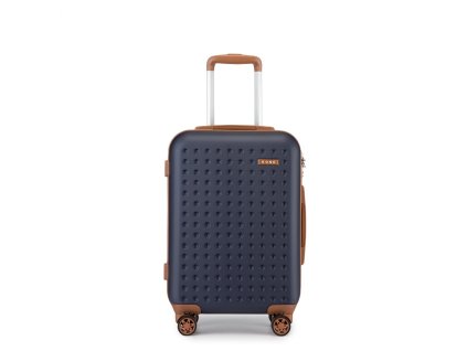 Moderní kabinový ABS+PC kufr Kono - navy-hnědý - 32L