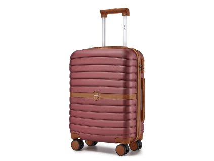 Cestovní kabinový kufr ABS+PC s pruhovaným vzorem Kono - 36 L - burgundy