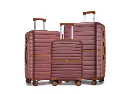3dílná sada cestovních kufrů ABS + PC Kono - 36/62/94 L - burgundy