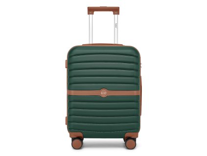 Cestovní kabinový kufr ABS+PC s pruhovaným vzorem Kono - 36 L - tmavě zelený