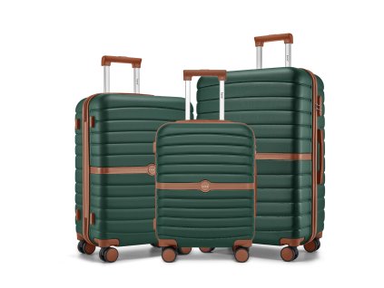3dílná sada cestovních kufrů ABS + PC Kono - 36/62/94 L - tmavě zelená