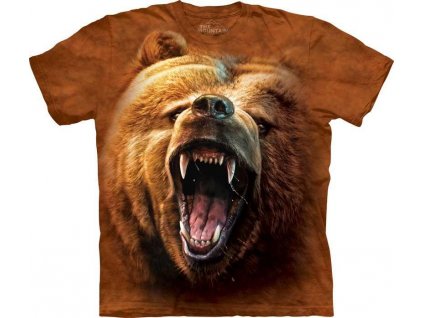 Dětské batikované tričko - Grizzly Growl - hnědé