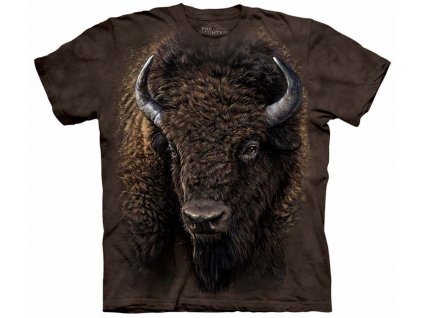 Pánské batikované triko The Mountain - Americký bizon - hnědé