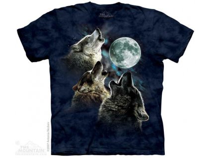 Pánské batikované triko The Mountain - Three Wolf Moon In Blue - modré