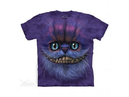 Pánské batikované triko The Mountain - Big Face Cheshire Cat - fialová