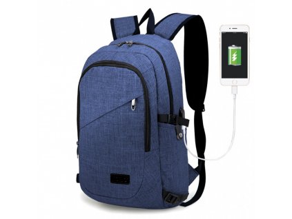 Chytrý batoh nové generace s USB portem - modrý